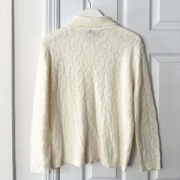 Cuddle Knit Wintuk Vintage Orlon Acrylic Collared Cable Knit Button Cardigan M - Picture 12 of 12